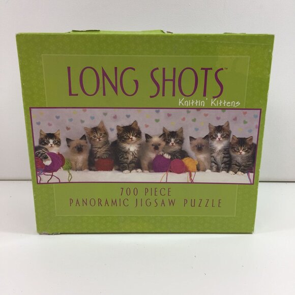 Ceaco Long Shots 700 Piece Panoramic Jigsaw Puzzle No 2902-18 Knittin' Kittens - Picture 1 of 6